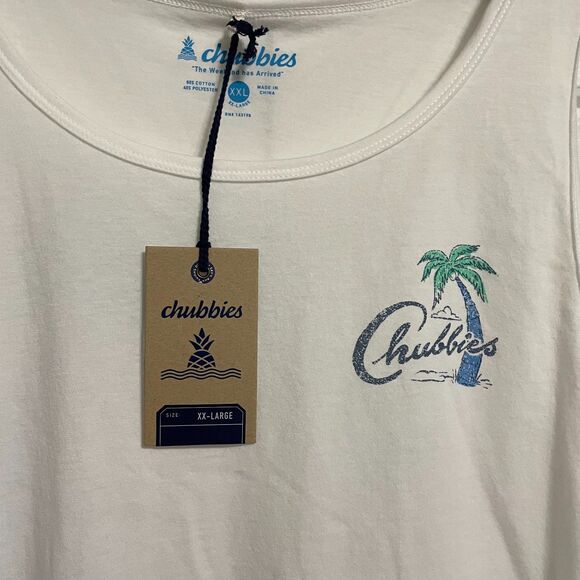 NWT Chubbies Mens Tank  Top Size XXL White *The Weekend Has Arrived* Palm Trees - Picture 6 of 8